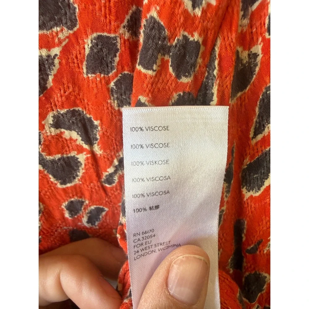 Free People Leopard Print Duster Kimono Orange Black Animal‎ Button Front XS